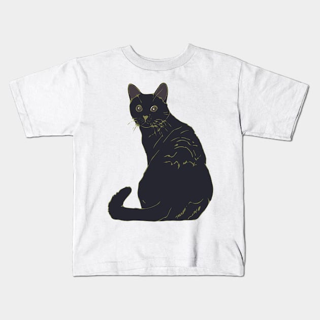 Black Cat for Hallowe'en Kids T-Shirt by krisevansart